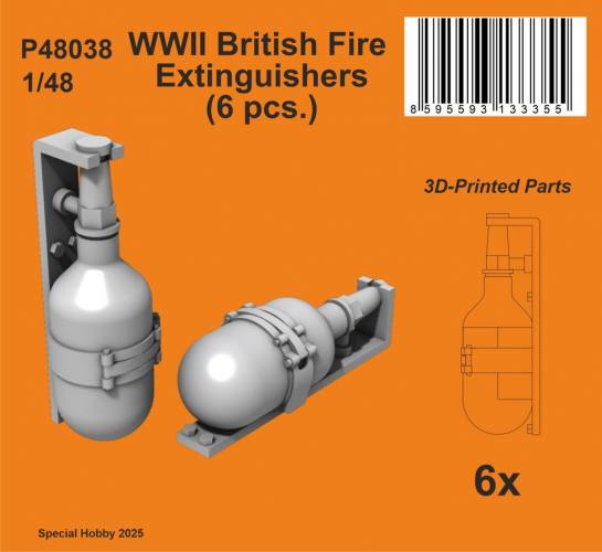 CMK 1/48 P48038 WWII BRITISH FIRE EXTINGUISHERS  6 PCS 