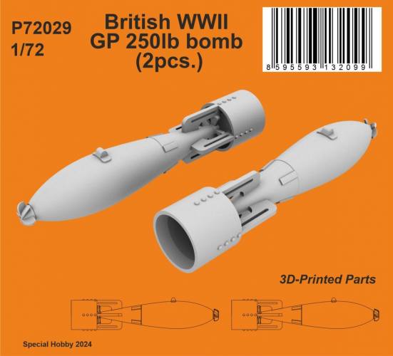 CMK 1/72 P72029 BRITISH WWII GP 250LB BOMB