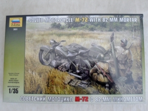 ZVEZDA 1/35 3651 SOVIET MOTORCYCLE M-72 WITH 82mm MORTAR