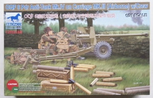 BRONCO 1/35 35168 OQF 6 Pdr ANTI-TANK Mk.IV ON CARRIAGE Mk.III AIRBORNE w/CREW