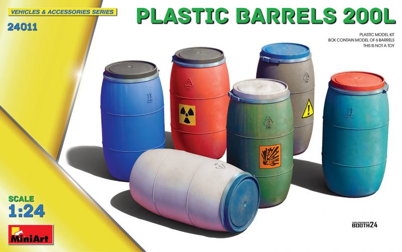 MINIART 1/24 24011 PLASTIC BARRELS 200L