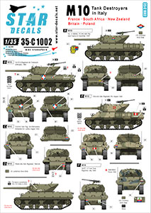 Star Decals 1/35 35-C1002 M10 Tank Destroyer in Italy. France  UK  SADF  NZ  Poland.  SOLD OUT