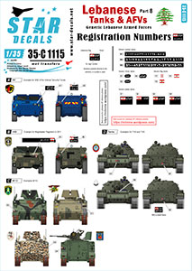 Star Decals 1/35 35-C1115 Lebanese Tanks   AFVs  8. Registration numbers and number plates.