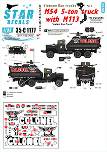 Star Decals 1/35 35-C1177 Vietnam Gun Trucks   2. US M54 5-ton truck with M113.  THE COLONEL   red .