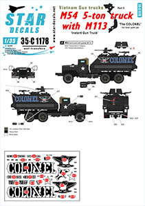Star Decals 1/35 35-C1178 Vietnam Gun Trucks   3. US M54 5-ton truck with M113.  THE COLONEL   blue .