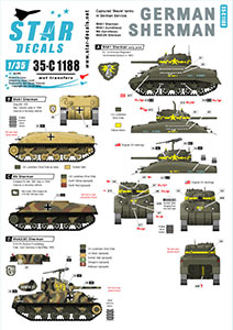 Star Decals 1/35 35-C1188 German Sherman. Captured / Beute Shermans in German service. M4  M4A1 and M4A3 W .