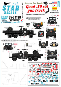 Star Decals 1/35 35-C1198 Vietnam Gun Trucks   5. Quad .50 cal gun truck   FREEDOM FIGHTERS    MAD MAN 