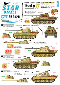 Star Decals 1/35 35-C1211 German Tanks in Italy   11. Panther Ausf A  Bef-Panther Ausf A  Panther Ausf G.