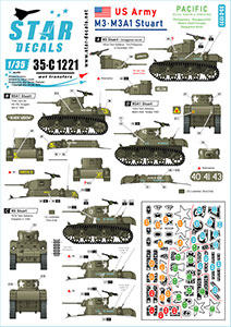 Star Decals 1/35 35-C1221 M3 and M3A1 Stuart. US Army in the Pacific. Philippines  Bougainville  Kwajalein  Makin / Tarawa.