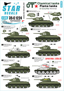 Star Decals 1/35 35-C1224 Red Army OT Flame Tanks. T-34 flame thrower version. Mixed turret types.