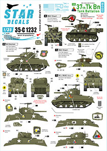 Star Decals 1/35 35-C1232 US 37th Tank Battalion. 75th-D-Day-Special. Normandy and France in 1944.
