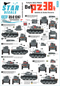 Star Decals 1/35 35-C1247 PzKpfw 38 t  Praga. Befehls and Stabs Panzers. Eastern Front.