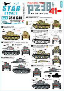 Star Decals 1/35 35-C1248 PzKpfw 38 t  Praga. Mid and Late war years.