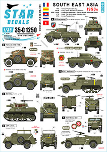 Star Decals 1/35 35-C1250 South East Asia - 1950s. Tanks and AFVs. France  Vietnam  Laos  Cambodia and Thailand. 