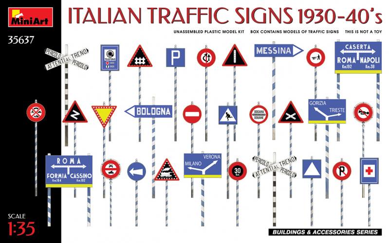 MINIART 1/35 35637 ITALIAN TRAFFIC SIGNS 1930S-40S