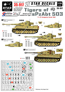 Star Decals 1/35 35-917 Tigers of sPzAbt 503   2. Generic numbers 1./2. Komp. Kursk 1943.