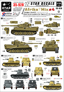 Star Decals 1/35 35-928 German Afrika Mix   4. Pz-Jg 1 B and Black turret numbers for Tigers.
