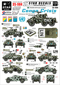 Star Decals 1/35 35-984 Congo Crisis in 1960s. Swedish UN Greyhound and White Scout Car.