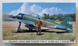 HASEGAWA 1/48 09904 MITSUBISHI A6M2b ZERO FIGHTER TYPE 21 SUPER ACE WITH FIGURE