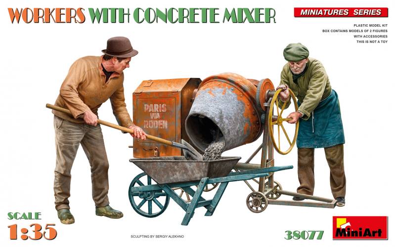 MINIART 1/35 38077 WORKERS WITH CONCRETE MIXER