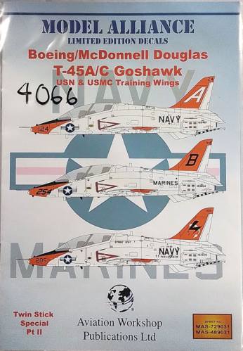DISCOUNT DECALS 1/48 5962. MODEL ALLIANCE BOEING/MCDONNELL DOUGLAS T-45AIC GOSHAWK USN   USMC TRAINING WINGS 