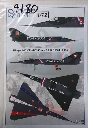 DISCOUNT DECALS 1/72 4180 72-094 SYHART MIRAGE IVP N