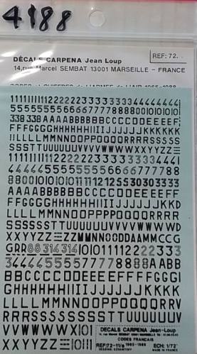 DISCOUNT DECALS 1/72 4188 DECALS CARPENA codes 1965-1988