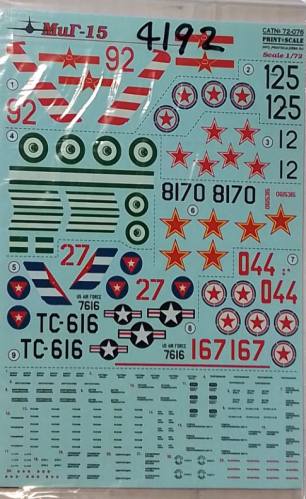 DISCOUNT DECALS 1/72 4192.  PRINT SCALE 72-076 MIG-15
