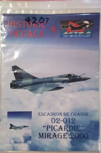 DISCOUNT DECALS 1/72 4207. ASTRA DECALS ESCADRON DE CHASSE 02-012 MIRAGE 2000