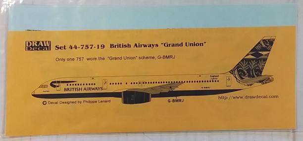 DISCOUNT DECALS 1/144 4222. DRAW DECAL SET 44-757-19 BRITISH AIRWAYS  GRAND UNION 