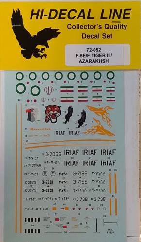 HI DECAL 1/72 4273. 72-052 F-5E/F TIGER II / AZARAKHSH
