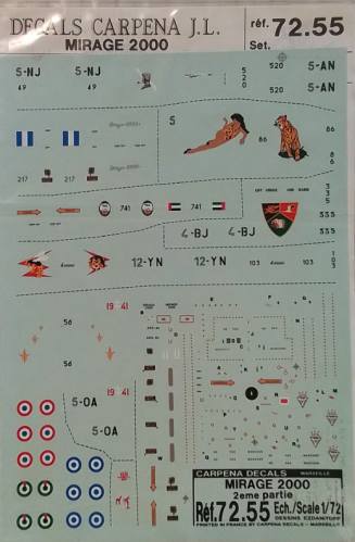 DISCOUNT DECALS 1/72 4288. REF. 72.55 DECALS CARPENA J.L MIRAGE 2000