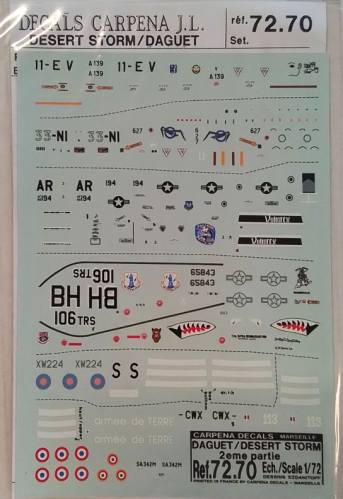 DISCOUNT DECALS 1/72 5958. REF. 72.70 DECALS CARPENA J.L. DESERT STORM/ DAGUET