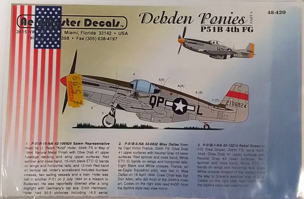 AEROMASTER 1/48 4340. 48-420 DEBDEN PONIES P-51B 4TH FG