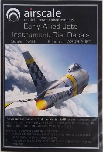 AIRSCALE 1/48 4358. AS48 AJET EARLY ALLIED JETS INSTRUMENT DIAL DECALS