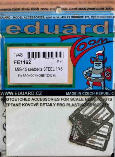 EDUARD 1/48 FE1162 MIG-15 SEATBELTS STEEL 1/48 FOR BRONCO/HOBBY 2000 KIT