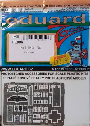 EDUARD 1/48 FE886 HE 111H-3 FOR ICM KIT