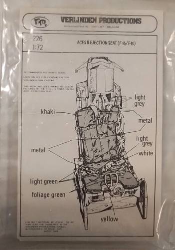 VERLINDEN PRODUCTIONS 1/72 226 VERUINDEN PROOUCTIONS ACES II EJECTION SEAT  F-16/F-15 