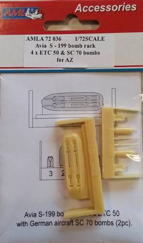 AML 1/72 AMLA 72 036 AVIA S - 199 BOMB RACK 4X ETC 50   SC 70 BOMBS FOR AZ