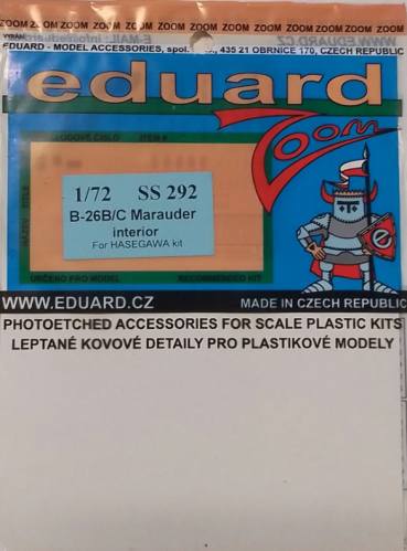 EDUARD 1/72 SS 292 B-26B/C MARAUDER INTERIOR FOR HASEGAWA KIT