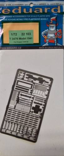 EDUARD 1/72 22 103 T34/76 MODEL 1941 FOR DRAGON 7259 KIT