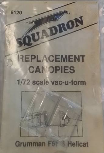 SQUADRON MODELS 1/72 9120 REPLACEMENT CANOPIES GRUMMAN F6F-3 HELLCAT