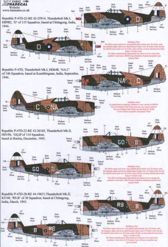 XTRADECAL 1/48 48115 YANKS WITH ROUNDELS PT.4 P-47D THUNDERBOLT IN RAF/SEAC SERVICE