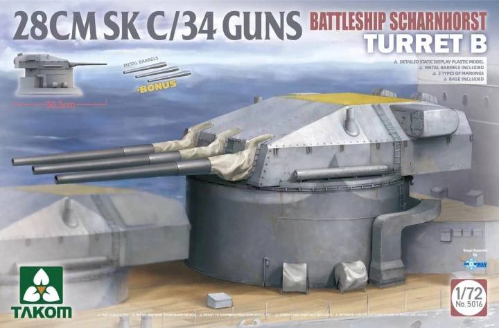 TAKOM 1/72 5016 28CM SK C/34 GUNS BATTLESHIP SCHARNHORST TURRET B 