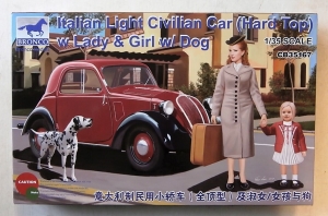 BRONCO 1/35 35167 ITALIAN LIGHT CIVILIAN CAR  HARD TOP  WITH LADY   GIRL   DOG