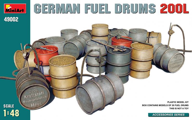 MINIART 1/48 49002 GERMAN FUEL DRUMS 200L 
