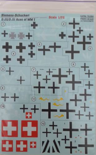 DISCOUNT DECALS 1/72 4987 72-244 Siemens-Schuckert D.III/D.IV Aces of WWI Print Scale