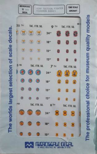 DISCOUNT DECALS 1/72 5017 72-300 USAF Tactical Fighter Squadron Badges Decals Microscale Decal