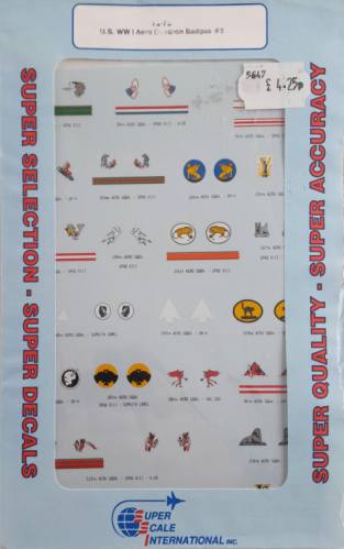 DISCOUNT DECALS 1/72 5026 72-476 U.S. WWI Aero Squadron Badges  2 Super Scale International