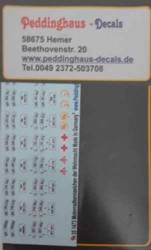 DISCOUNT DECALS  5116 German Motorcycle Wehrmacht Decals   Peddinghaus Decals